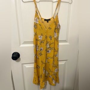 Yellow floral mini dress, Kendall + Kylie